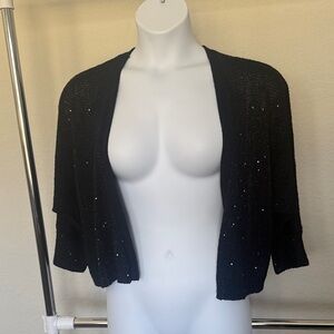 Plus Size Open Front Sparkly Black Knit Shrug 22/24